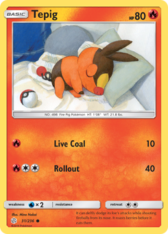 Tepig z edície Cosmic Eclipse, karta č.31