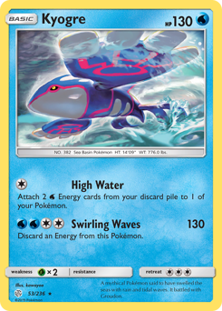 Kyogre z edície Cosmic Eclipse, karta č.53