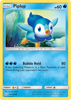 Piplup z edície Cosmic Eclipse, karta č.54