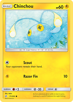 Chinchou z edície Cosmic Eclipse, karta č.71