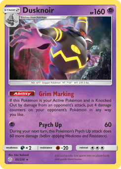 Dusknoir z edície Cosmic Eclipse, karta č.85