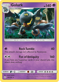 Golurk z edície Cosmic Eclipse, karta č.90