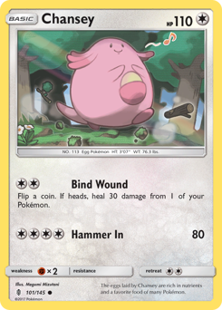 Chansey z edície Guardians Rising, karta č.101