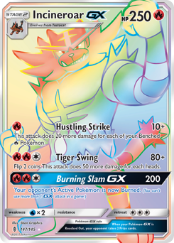 Incineroar-GX z edície Guardians Rising, karta č.147