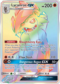 Lycanroc-GX z edície Guardians Rising, karta č.156