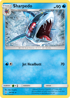 Sharpedo z edície Guardians Rising, karta č.28
