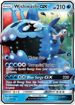 Wishiwashi-GX z edície Guardians Rising, karta č.38