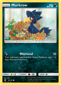 Murkrow z edície Guardians Rising, karta č.78
