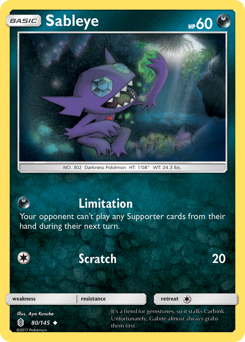 Sableye z edície Guardians Rising, karta č.80