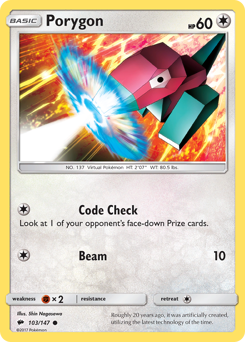 Porygon z edície Burning Shadows, karta č.103