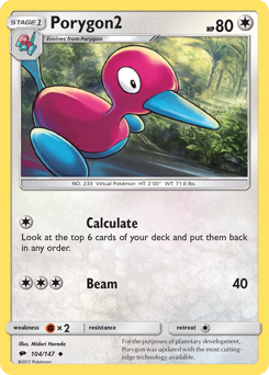 Porygon2 z edície Burning Shadows, karta č.104