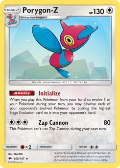 Porygon-Z z edície Burning Shadows, karta č.105