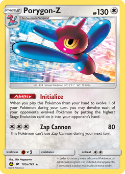 Porygon-Z z edície Burning Shadows, karta č.105a