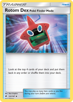 Rotom Dex Poké Finder Mode z edície Burning Shadows, karta č.122