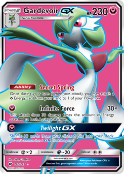 Gardevoir-GX z edície Burning Shadows, karta č.140