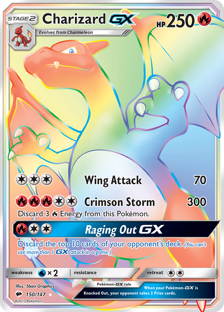 Charizard-GX z edície Burning Shadows, karta č.150