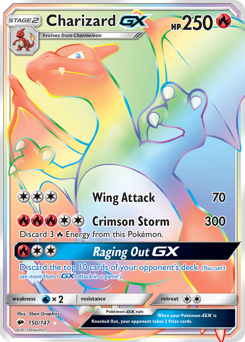 Charizard-GX z edície Burning Shadows, karta č.150