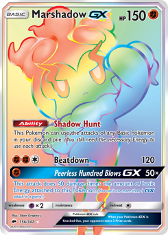 Marshadow-GX z edície Burning Shadows, karta č.156