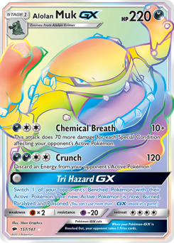 Alolan Muk-GX z edície Burning Shadows, karta č.157