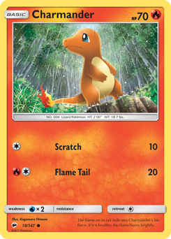 Charmander z edície Burning Shadows, karta č.18