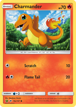 Charmander z edície Burning Shadows, karta č.18a