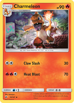Charmeleon z edície Burning Shadows, karta č.19