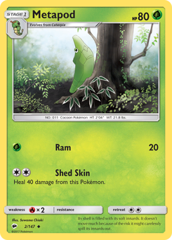 Metapod z edície Burning Shadows, karta č.2
