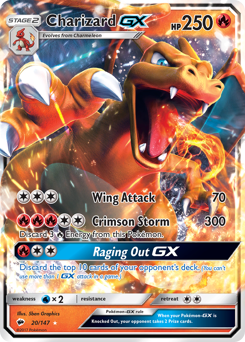 Charizard-GX z edície Burning Shadows, karta č.20