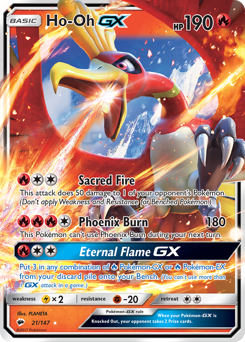 Ho-Oh-GX z edície Burning Shadows, karta č.21