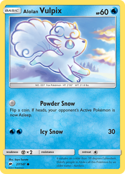 Alolan Vulpix z edície Burning Shadows, karta č.27