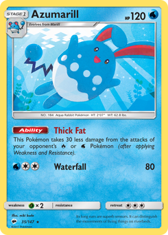 Azumarill z edície Burning Shadows, karta č.35