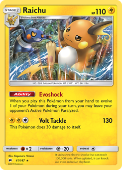 Raichu z edície Burning Shadows, karta č.41
