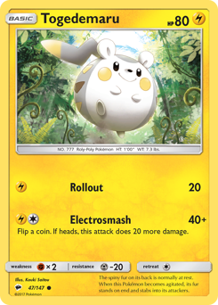 Togedemaru z edície Burning Shadows, karta č.47