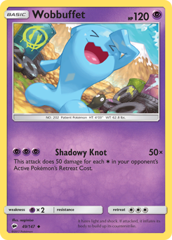 Wobbuffet z edície Burning Shadows, karta č.49
