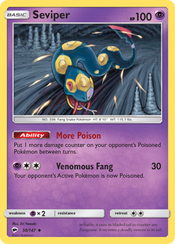 Seviper z edície Burning Shadows, karta č.50