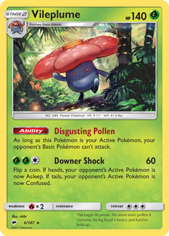 Vileplume z edície Burning Shadows, karta č.6