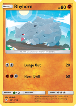 Rhyhorn z edície Burning Shadows, karta č.65