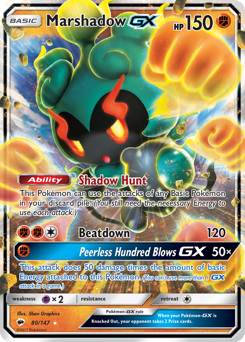 Marshadow-GX z edície Burning Shadows, karta č.80
