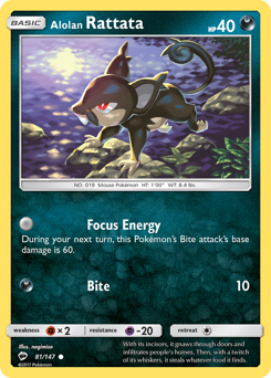 Alolan Rattata z edície Burning Shadows, karta č.81