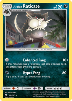 Alolan Raticate z edície Burning Shadows, karta č.82