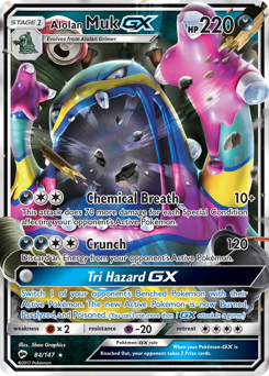 Alolan Muk-GX z edície Burning Shadows, karta č.84