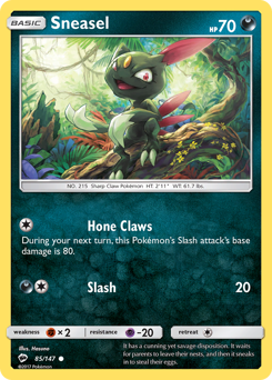 Sneasel z edície Burning Shadows, karta č.85