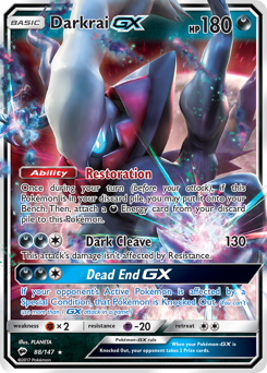Darkrai-GX z edície Burning Shadows, karta č.88