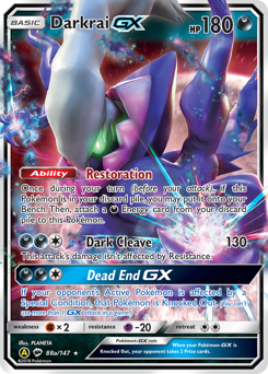 Darkrai-GX z edície Burning Shadows, karta č.88a
