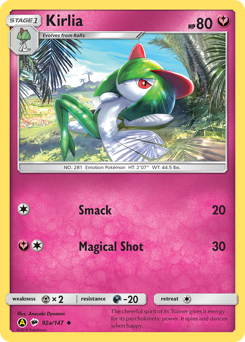 Kirlia z edície Burning Shadows, karta č.92a