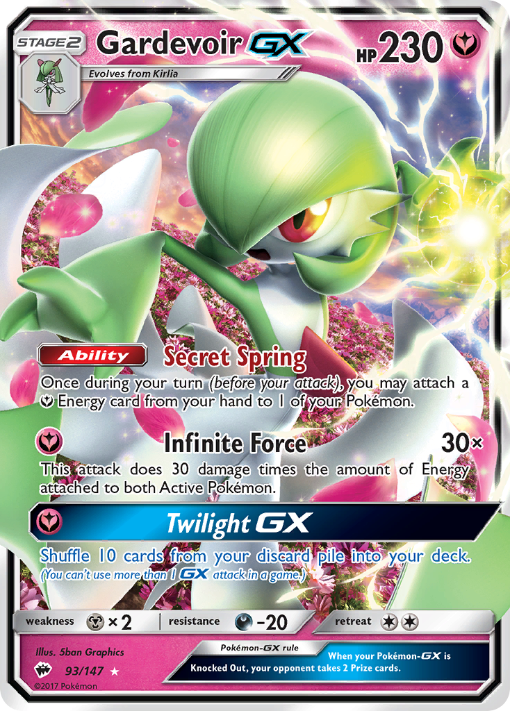 Gardevoir-GX z edície Burning Shadows, karta č.93