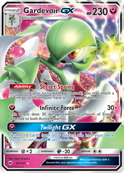 Gardevoir-GX z edície Burning Shadows, karta č.93