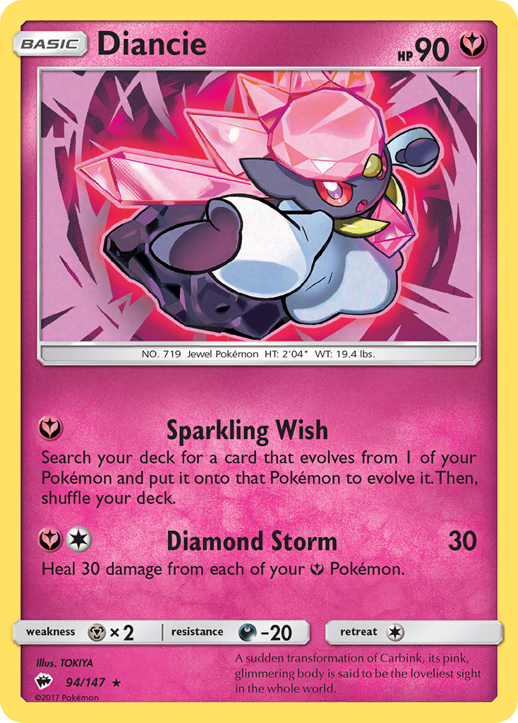 Diancie z edície Burning Shadows, karta č.94
