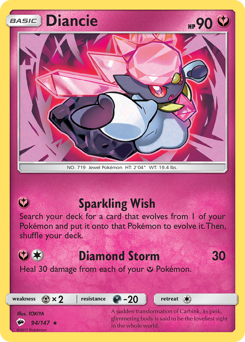 Diancie z edície Burning Shadows, karta č.94