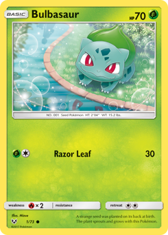 Bulbasaur z edície Shining Legends, karta č.1